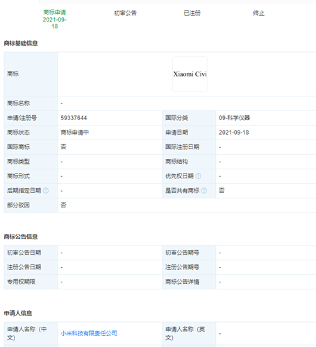 小米申请多个“Xiaomi Civi”商标，注册英文商标需要注意什么？
