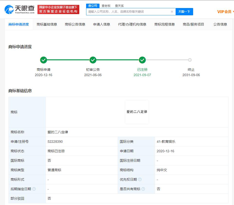 出品方已申请爱的二八定律商标，商标注册怎么申请？