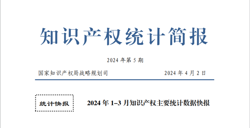 数据丨2024年1-3月知识产权主要统计数据