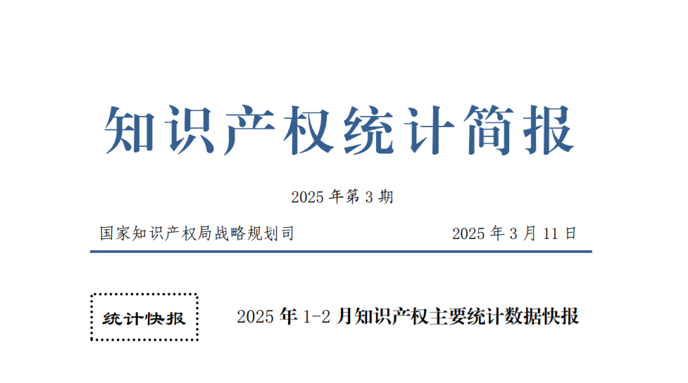 数据丨2025年1-2 月专利、商标统计数据